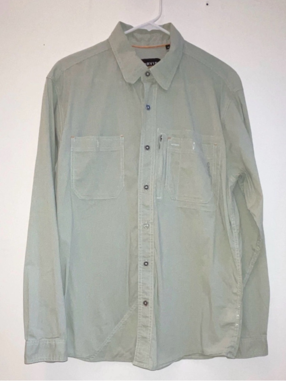 Orvis Men's Light Sage Green Long-Sleeve Button-Down Work Shirt